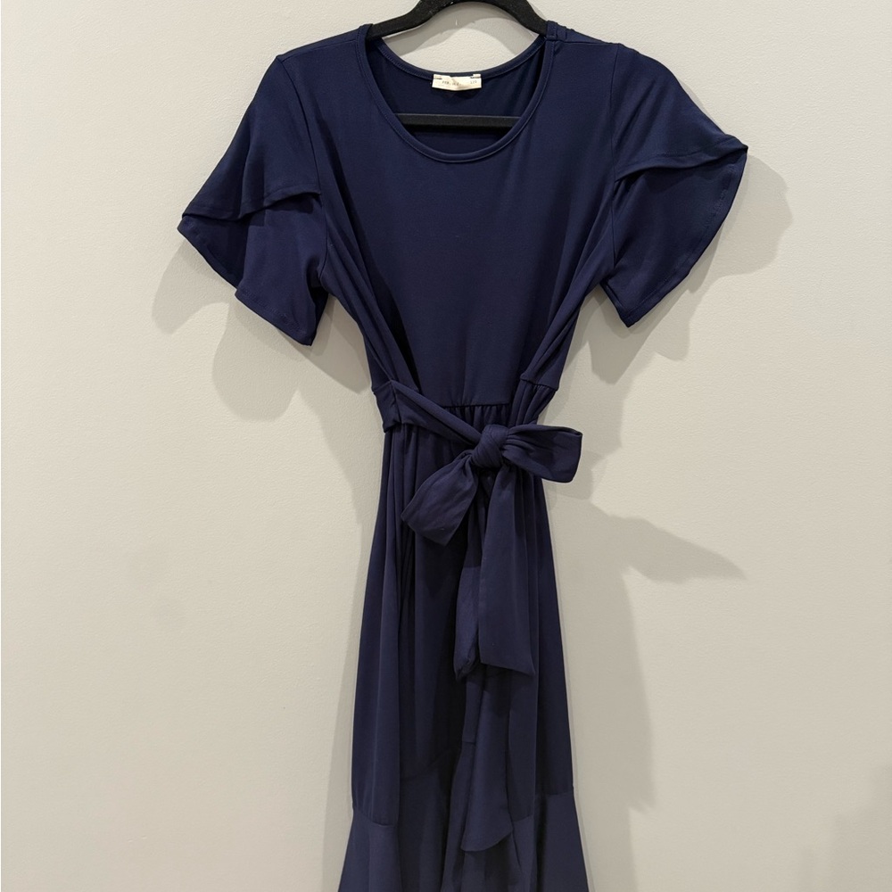 Elegant Maternity Navy Blue Dress